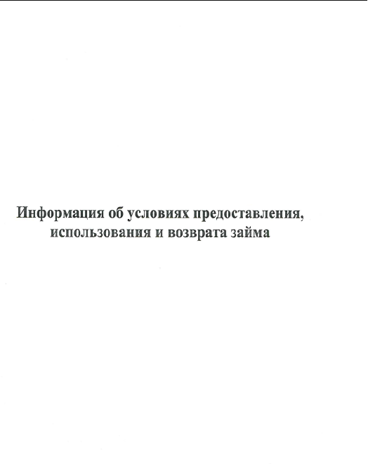 Информация об условиях предоставления, использования и возврата займа