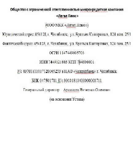 Карточка организации (реквизиты).